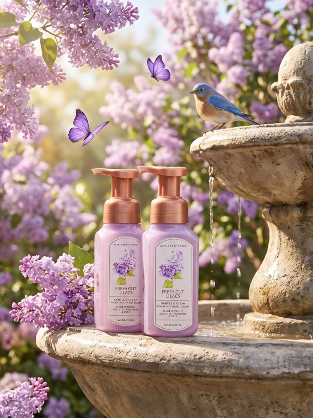 💜Bath & Body Works Gentle & Clean Foaming Hand Soap Fresh Cut Lilacs 8.75oz DUO